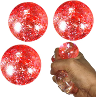 Fidget Toys for Kids - Slow Rise Glitter Gel Stress Balls for Adults Pack of 4 Malt Sugar Stress Bal