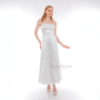 SILVER BONES Tivani Slip Dress Satin Polos Maxi Dress Wanita Minimalis Elegan Look Korean You Can Se