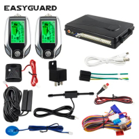 EASYGUARD LCD pager display 2 way car alarm pke keyless entry shock sensor alarm universal car auto keyless entry system dc12v