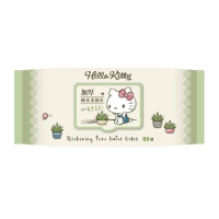 【SANRIO 三麗鷗】Hello Kitty 加蓋加厚純水柔濕巾/濕紙巾 80抽 X 24包 -3D壓花款 箱購(蘆薈)
