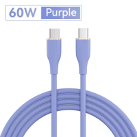 1M/1.5M/2M Liquid Soft Silicone 60W Fast Charging Data Cable TYPEC 6A Cord For Samsung Huawei Xiaomi Phone USBC Charger Wire