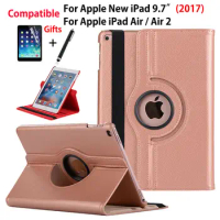 360 Degree Rotating Case For Apple iPad 9.7 2017 2018 5th 6th Generation Cover For iPad Air Air 2 Funda Stand Shell +Stylus+film