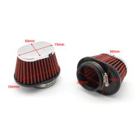 Intake Air Filter Air Filter Cleaner Motorcycle Parts Red Replacement Round Tapered Universal W/ Hose Clamp 1pcs