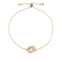【COACH】水鑽及玻璃珍珠連扣圓圈可調式手鍊(金色)