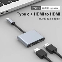 2 in 1 USB-C To HDMI-compatible HUB Docking Station HDMI 4K Type-c Adapter For Macbook Air 12 Multi Screen Display Converter