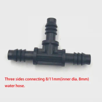 10Pcs 8/11mm Three ways Water Connectors Agricultural Irrigation Garden Lawn 8/11mm Water Hose Connector Drip Irrigation System