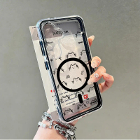 Sarung magnetik dengan beg udara dua warna, ekspresi kartun kucing muzik, sesuai untuk Samsung CH284