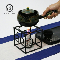 日式復古鐵藝酒精爐茶爐 鑄鐵加熱燒水壺底座 煮茶器蠟燭溫茶器1入