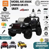 Mainan Anak Mobil Aki Jeep Rubicon Unikid UK 871 Ban Karet Jok Kulit hitam
