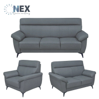 【NEX】經典寬敞 1+2+3整組 耐抓皮 鐵灰沙發(皮沙發/沙發/多人位沙發)