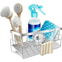 Stainless Steel Kitchen Sink Organizer – Sponge Holder with Self-Draining Drainage Tray, Suitable as