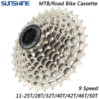 SUNSHINE 9 Speed Bicycle Cassette Sprocket 11-25T/28T/32T/40T/42T/46T/50T for MTB Road Bike Freewheel Compatible SHIMANO SRAM