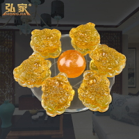 金蟾擺件三足蟾蜍水晶金蟬小號客廳玄關裝飾辦公室收銀臺桌面擺設