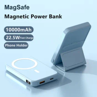Magnetic Power Bank 10000mAh Powerbank for Magsafe Wireless PD20W Fast Charging Power Banks with Folding Stand External Battery