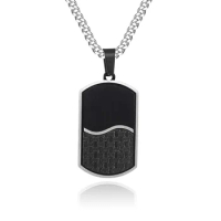 Stainless Steel Dog Tag Carbon Fiber Pendant Necklace for Men Boyfriend Charm Link Chain Male Punk Jewelry Dropshipping