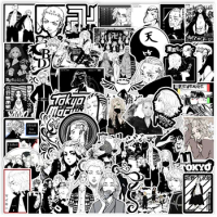 50Pcs Black White Tokyo Revengers Stickers Japan Anime for Bike Laptop Scrapbook Suitcase Waterproof