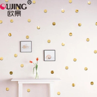 100pcs/set 3D Little Polka Circle Acrylic Mirror Surface Wall Sticker Kids Room Decoration Wallpaper Removable Round Wall Decals