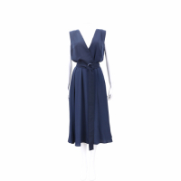 Max Mara-SPORTMAX V領雪紡D環腰帶深藍色一片裙洋裝
