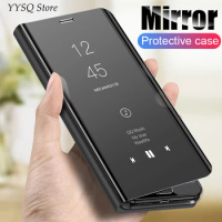Mirror Smart Case For Samsung Galaxy Note 8 9 10 20 Cover Leather Flip Case For Samsung Note 10 Pro 8 9 Note20 Ultra SM-N980F