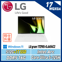 【改機升級】LG gram 17 17Z90S-G.AA54C2白 Ultra 5-125H/16G/512G+1T