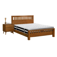 【IHouse】激厚 全實木床架+床頭櫃+舒適獨立筒床墊(雙人5尺)