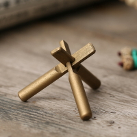 黃銅孔明鎖魯班鎖玩具 榫卯結構創意學生成人益智玩具 茶道配件