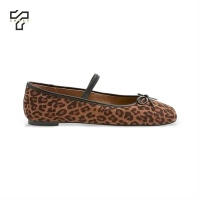 [VNXK-Chính Hãng] Giày Búp Bê Mary Jane Hiệu J.Crew - Hoạ Tiết Da Báo – Dây Quai Co Giãn, Mũi Vuông