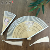 扇子折扇中國風女式隨身白色小扇子古典夏季漢服噴印小竹扇舞蹈扇