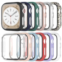 Glas + Case Voor Apple Horloge Serie 8 7 6 Se 5 4 3 2 Iwatch Case 45Mm 41mm 44Mm 40Mm 38Mm 42Mm Bumper Screen Protector Cover Ho