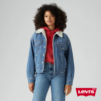 【LEVIS】女款 90s寬鬆版刷毛翻領丹寧牛仔外套 熱賣單品 A4435-0041