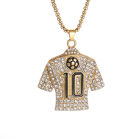 Trendy Fashion Zircon Black Enamel No. 10 Jersey Pendant Necklace Men's Classic Hip Hop Football Sports Jewelry Gift