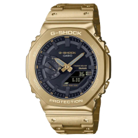 【CASIO 卡西歐】G-SHOCK 金屬 金x黑 八角形錶殼 雙顯腕錶 禮物推薦 畢業禮物(GM-B2100GD-9A)