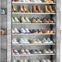 10Tier Large Capacity 50-56Pairs Beautiful Tall Shoe Shelf Free Standing Storage Cabinet Entryway Closet