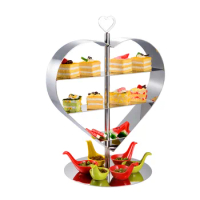 Creative stainless steel heart-shaped dessert table cake Dim sum rack buffet dinner reception table buffet display