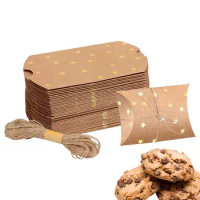 Kraft Paper Gift Storage Boxes Fine kraft paper bag food holiday gift bag for sandwich bread candy Printed Star Packaging Boxes
