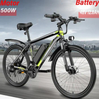 New Electric Bicycle 48V 12.8ah Lithium Battery 500W Adult Mountain Bike 21 Speed 36V 38km/h Cycling Bike 26inch Ebike