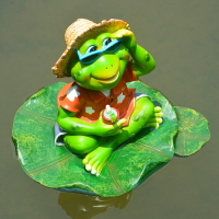 浮水愛看書青蛙漂浮擺件庭院假山噴泉魚缸造景花園池塘裝飾工藝品