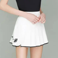 2024GolFist Spring and Summer College Style Golf Skirt Women Sports Breathable Pleated Skort High Waist White Short Culottes