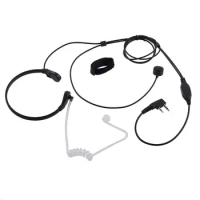 2PCS Extendable PTT Throat Microphone Mic Earpiece Headset for Baofeng CB Radio Walkie Talkie UV-5R 8W UV-5RE UV-B5 GT-3
