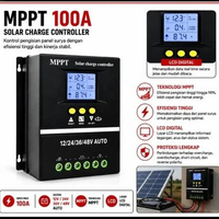 MPPT Solar Charger Controller 100A 12V 24V 48V Dual USB Display LED Pengontrol Charger Aki Solar Pan