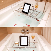 浴缸架不鏽鋼304輕奢伸縮ins泡澡架酒店浴缸裝飾浴缸置物架防滑