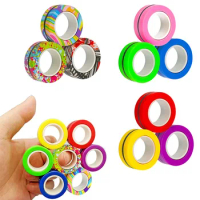 3PCS Fingertip Magnetic Rings Colorful Relief Fidget Toys Set for Adult Magnet Spinner Anti-stress Relieve Anxiety Toys for Kids