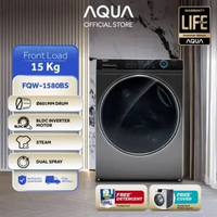 Aqua Elektronik FQW-1580BS Mesin Cuci Front Loading 15 Kg - Big 601 mm Drum Inverter, Steam Wash