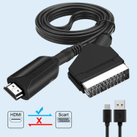 HDMI to SCART Adapter Video Audio Upscale Converter PAL/NTSC for HD TV DVD Box Signal Upscale Converter Accessories