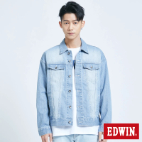 【EDWIN】男裝 經典 落肩牛仔外套(重漂藍)