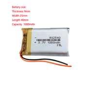 1000mah 902540 3.7v Fireproof Ultra Thin Cheap Lithium Polymer Ion Battery Cells Pack For Smart Watch Golf Cart Gps Navigator, T