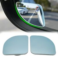 2pcs Car Blind Spot Mirror 360 Degree Rotating Frameless Auxiliary Rearview Mirror Auto Motorcycle Wide Angle Sector Mirrors