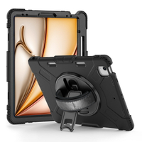 【5少量現貨】  矽膠款 Air13 保護殼 黑-1入含背帶 適 2025 M3 iPad Air 13 軍規防摔 保護套 13吋_UF3