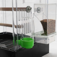 Bird Cage Feeder Parrot Food Box Transparent Feeder