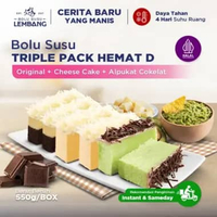 Bolu Susu Lembang Triple Pack D (Reguler - Original + Cheese Cake + Alpukat Cokelat) - Oleh-oleh Kha